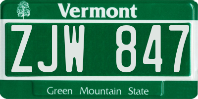 VT license plate ZJW847