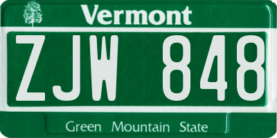 VT license plate ZJW848