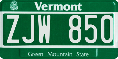VT license plate ZJW850