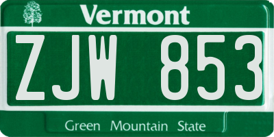 VT license plate ZJW853