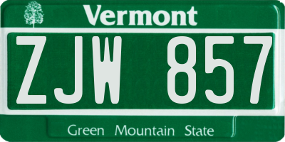 VT license plate ZJW857