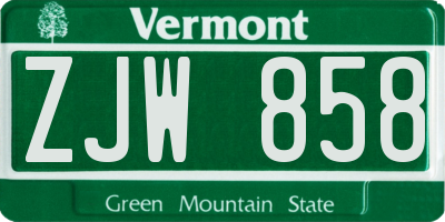 VT license plate ZJW858