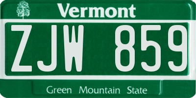 VT license plate ZJW859