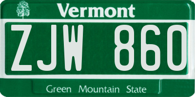 VT license plate ZJW860