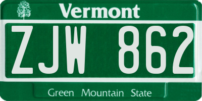 VT license plate ZJW862