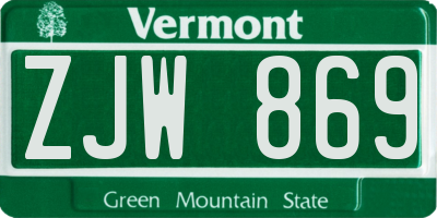 VT license plate ZJW869