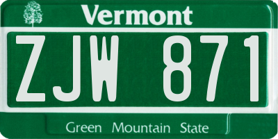 VT license plate ZJW871