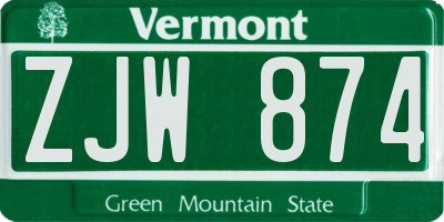 VT license plate ZJW874