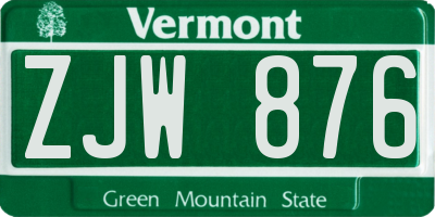 VT license plate ZJW876