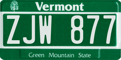VT license plate ZJW877