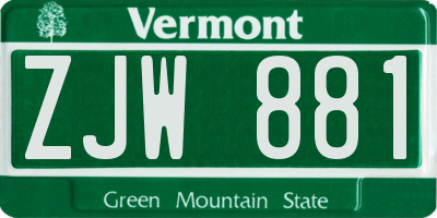 VT license plate ZJW881