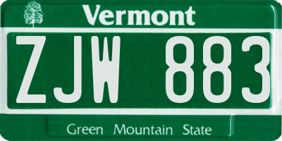 VT license plate ZJW883