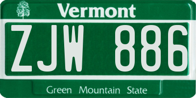 VT license plate ZJW886