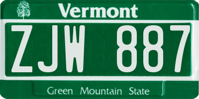 VT license plate ZJW887