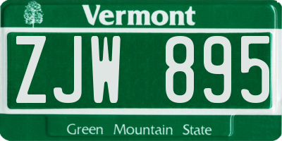 VT license plate ZJW895