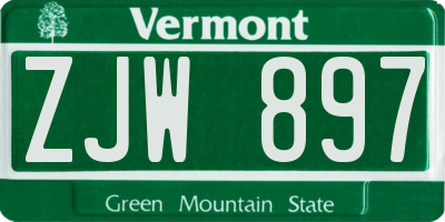 VT license plate ZJW897