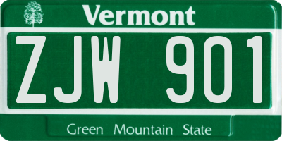 VT license plate ZJW901