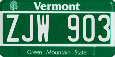VT license plate ZJW903