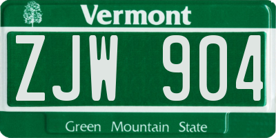 VT license plate ZJW904