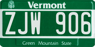 VT license plate ZJW906
