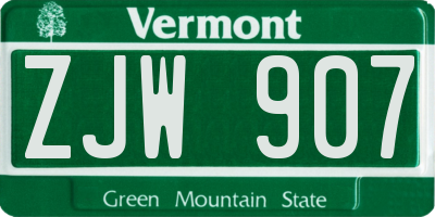 VT license plate ZJW907