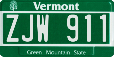 VT license plate ZJW911