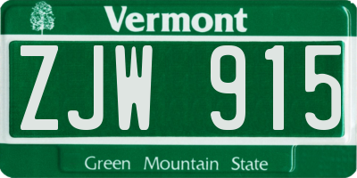 VT license plate ZJW915