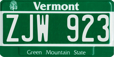 VT license plate ZJW923