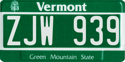 VT license plate ZJW939