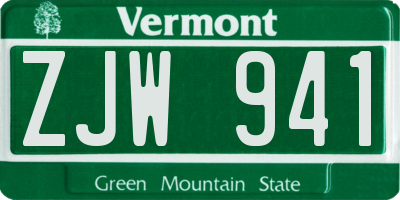 VT license plate ZJW941