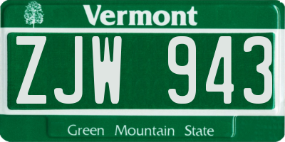 VT license plate ZJW943