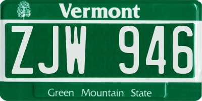 VT license plate ZJW946