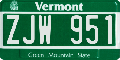 VT license plate ZJW951