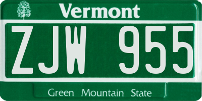 VT license plate ZJW955