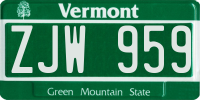 VT license plate ZJW959