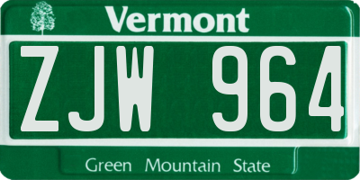 VT license plate ZJW964