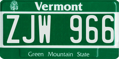 VT license plate ZJW966