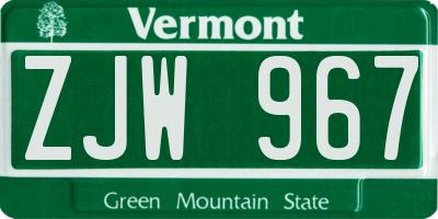 VT license plate ZJW967