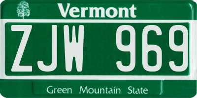 VT license plate ZJW969