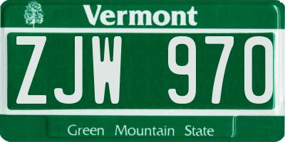 VT license plate ZJW970