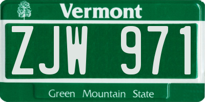 VT license plate ZJW971