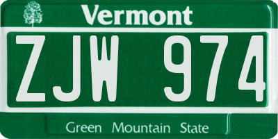 VT license plate ZJW974