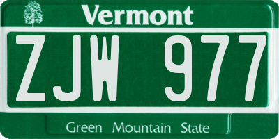 VT license plate ZJW977