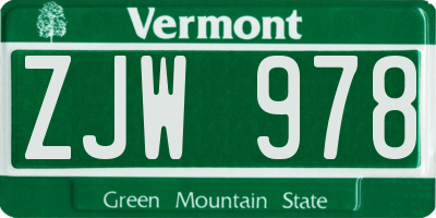 VT license plate ZJW978