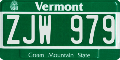 VT license plate ZJW979