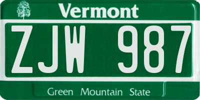 VT license plate ZJW987