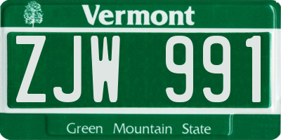 VT license plate ZJW991