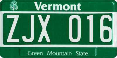 VT license plate ZJX016
