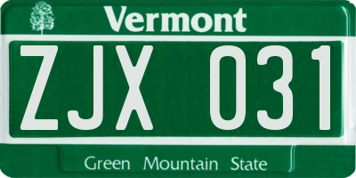 VT license plate ZJX031