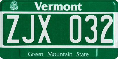 VT license plate ZJX032